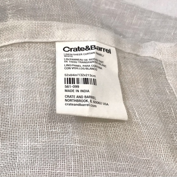 2 Panels Crate & Barrel Sheer Linen Curtains 84 inch Length - Picture 5 of 5